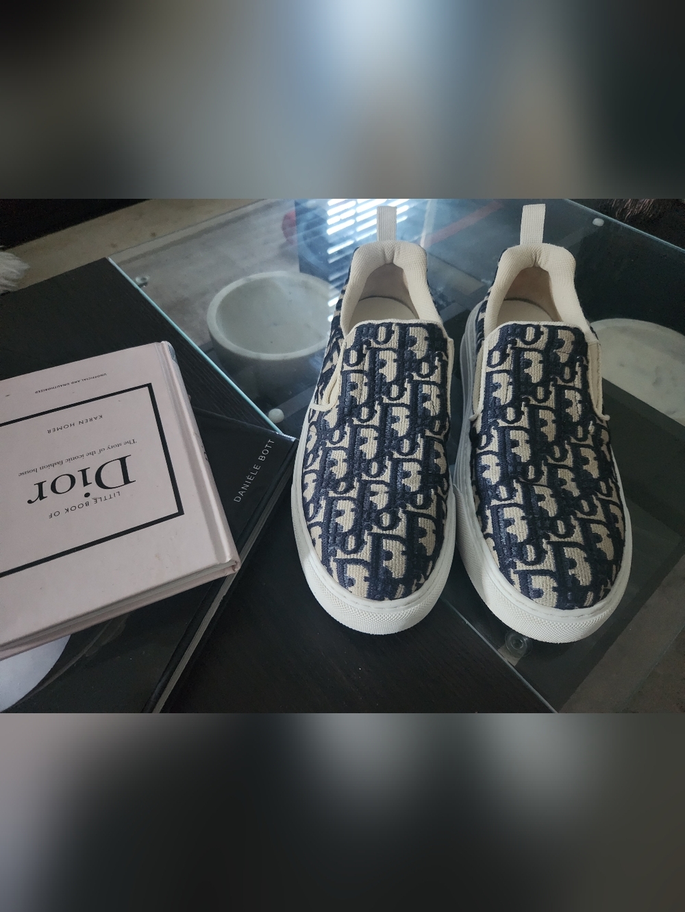 Dior Women Slip-On Sneakers in Navy and White